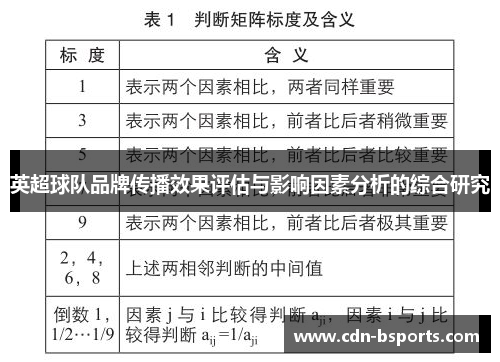 英超球队品牌传播效果评估与影响因素分析的综合研究