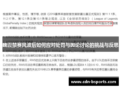魏震禁赛风波后如何应对处罚与舆论讨论的挑战与反思